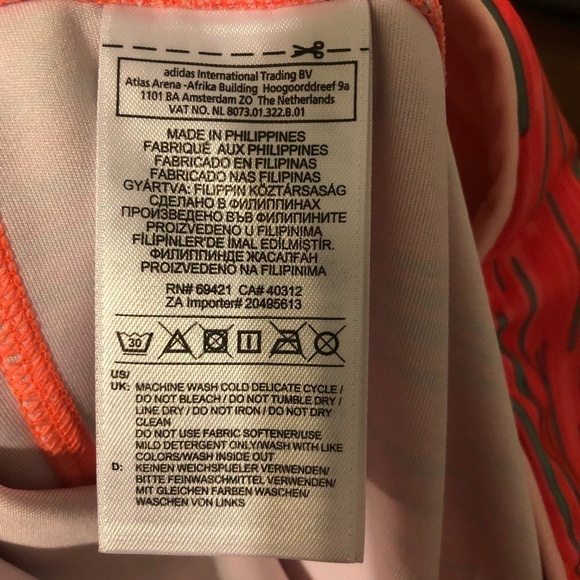 REEBOK Speedwick Leggings Women's Size Small Orange Striped Athletic - Picture 7 of 8